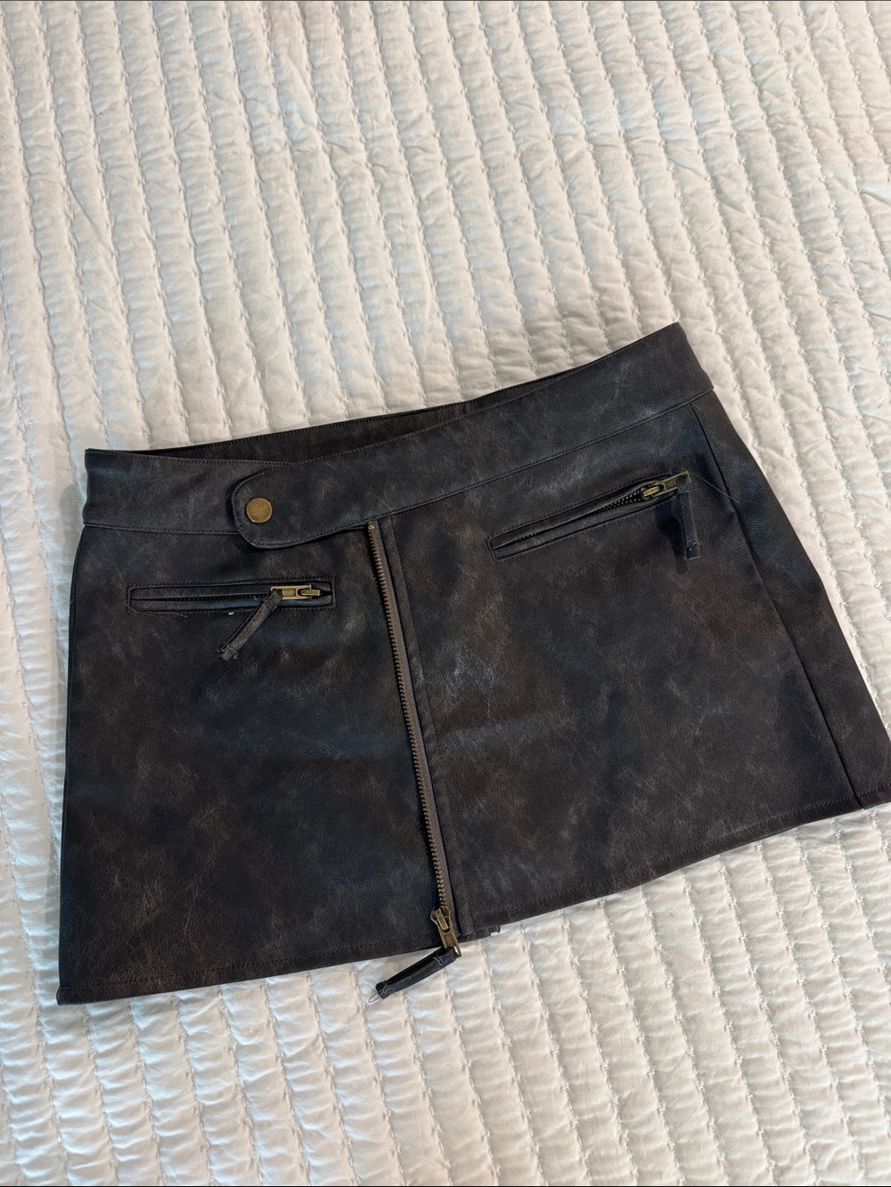 Edikted Leather Zipper Mini Skirt